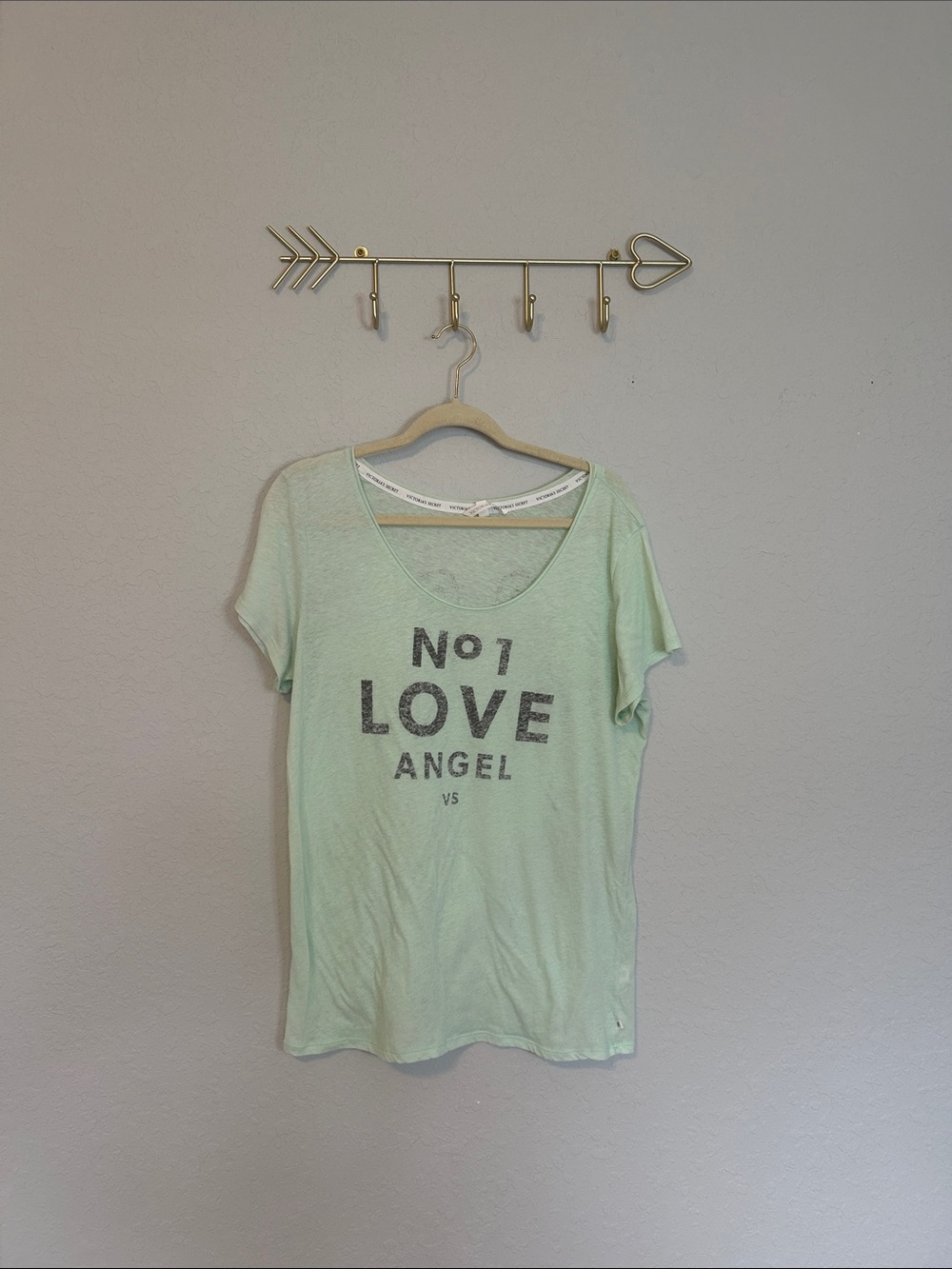 Victoria Secret Pink No 1 Love Angel Y2K Graphic Tee Rhinestone Wings large